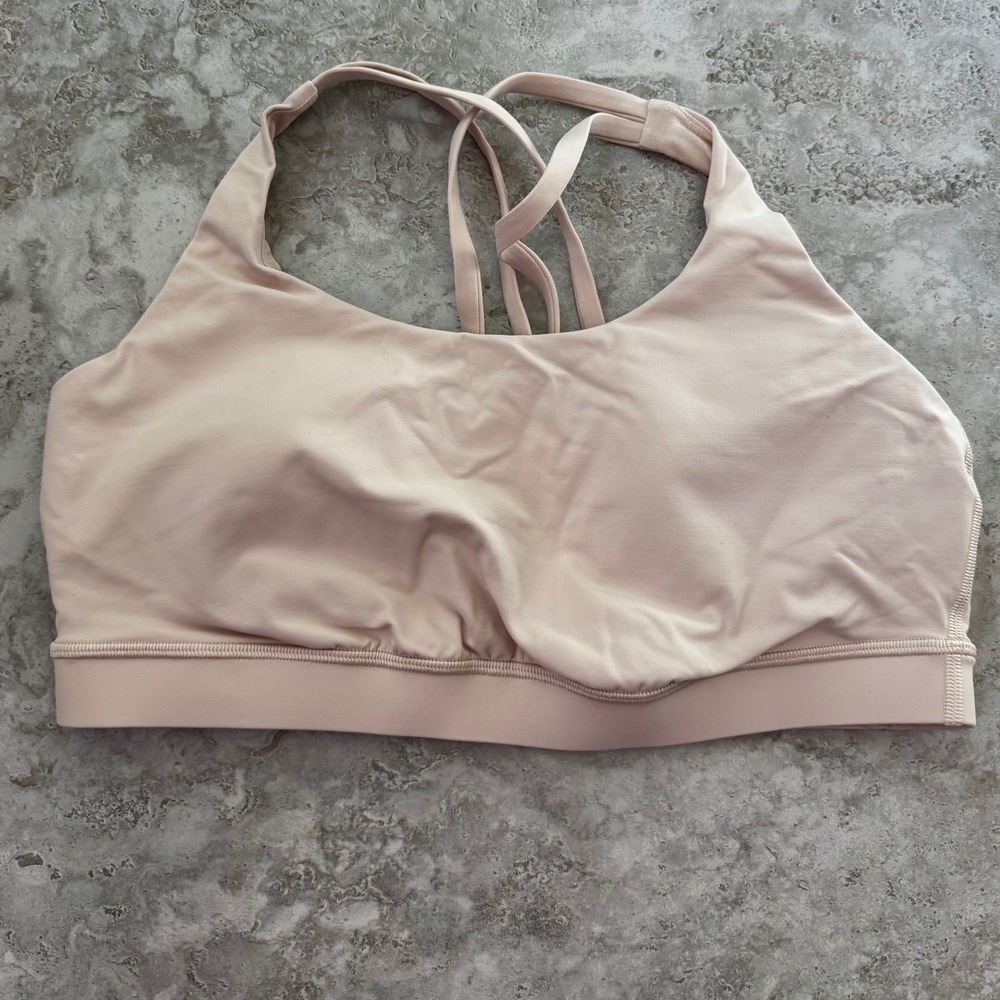 Lululemon Pushing Limits Bra Nude Strappy Back Sports Bra Size 12 LW2540S